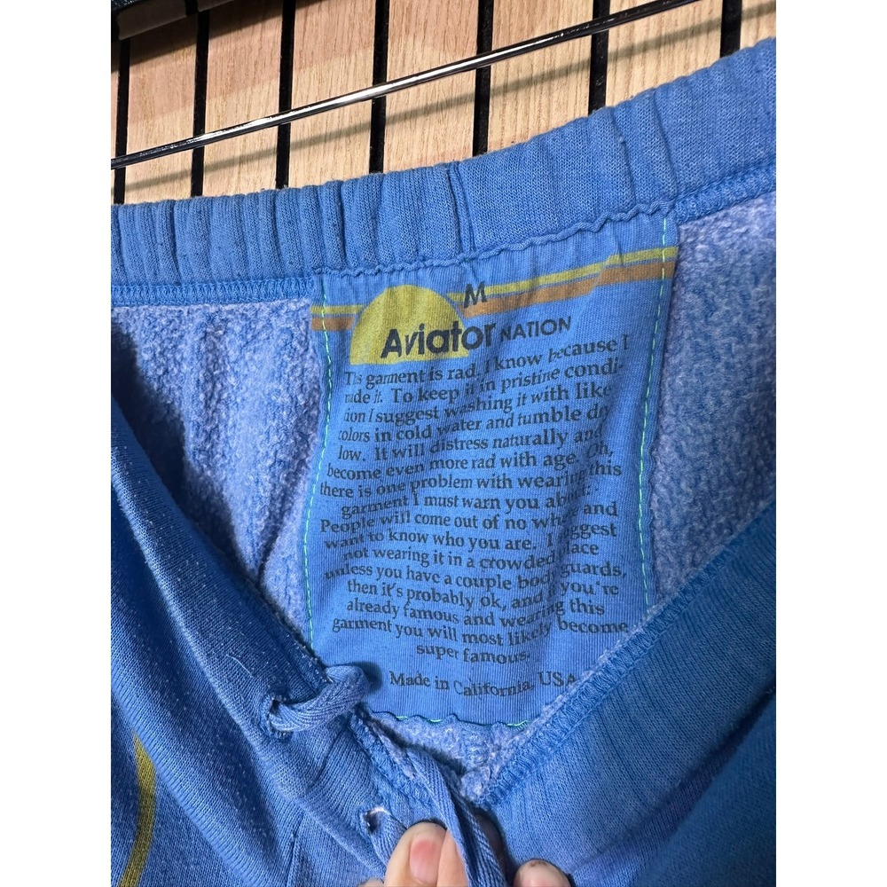256 Aviator Nation Miami Florida Sweatpants Rainbow Logo (Medium, Blue, EUC) - Picture 4 of 5